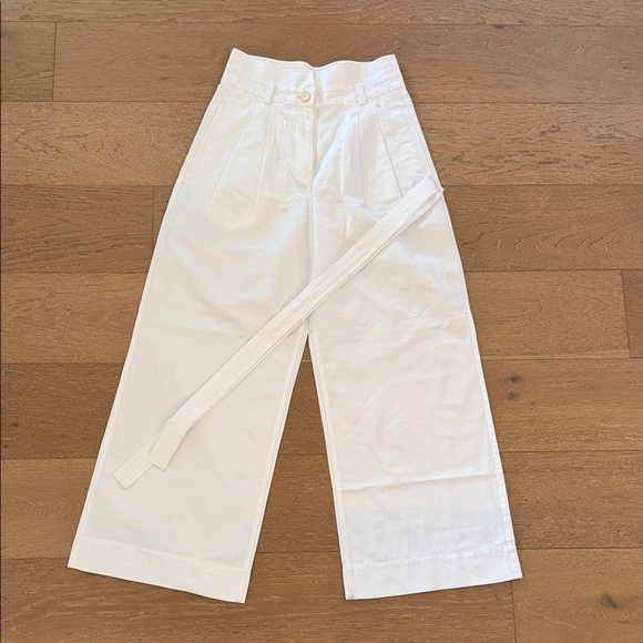 A.L.C. Pants - ALC White Wide-Leg Pants with Belt